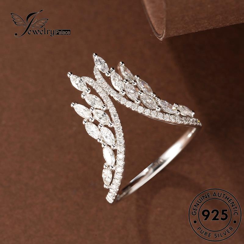 JEWELRYPALACE V korea Asli Big Simple Perhiasan Kawin Original Silver Sterling Cincin Murni Wanita Moissanite Nikah Aksesori 925 Perak Diamond Silver R1959