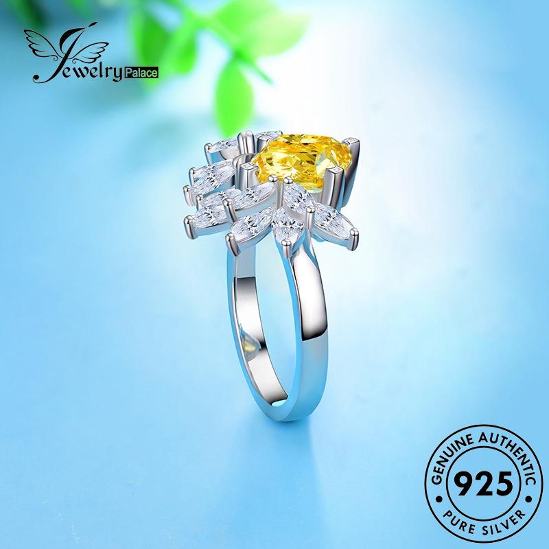 JEWELRYPALACE Perhiasan Perak Cincin Flowers Nikah Murni Kawin Citrine Original Creative Silver Sterling 925 Wanita Aksesori Asli korea Silver R2037