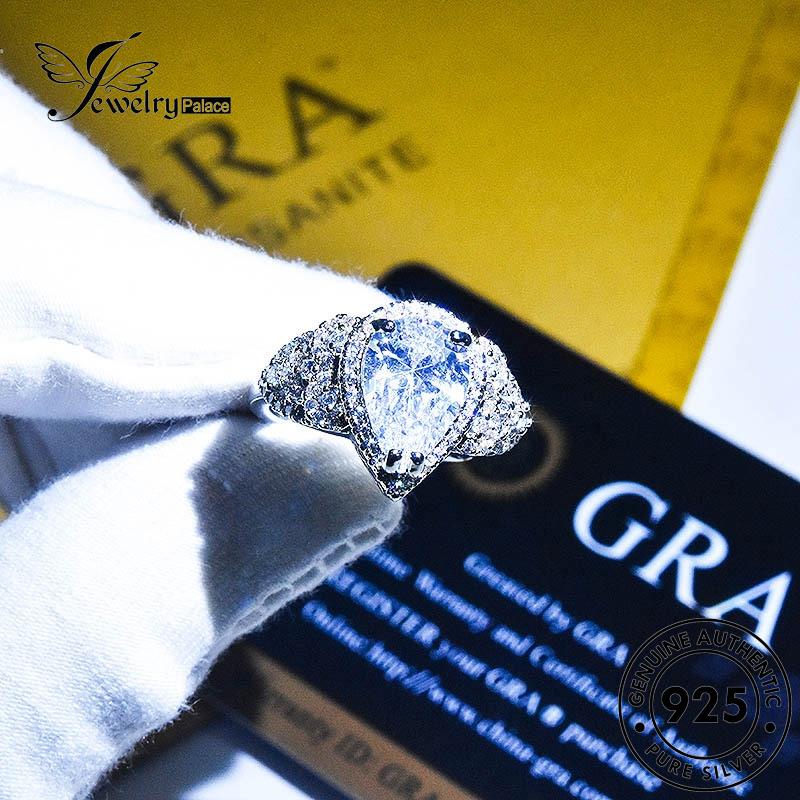 JEWELRYPALACE Drop 925 Sterling Original Classic Murni Asli Moissanite Nikah Wanita Perhiasan Cincin Silver Diamond Perak Silver Aksesori Kawin korea R2071