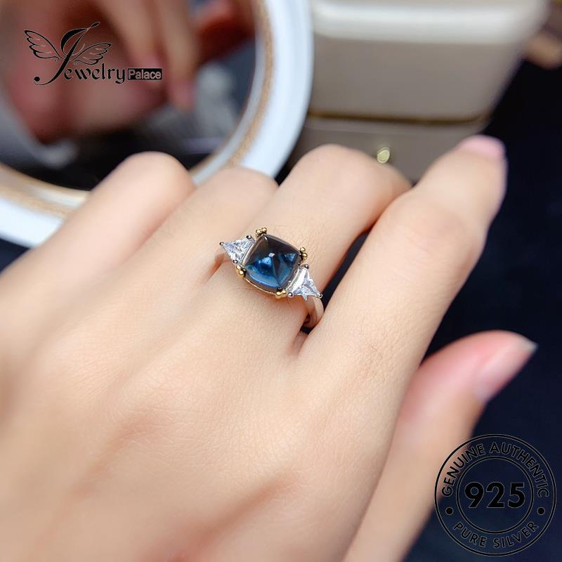 JEWELRYPALACE Asli Silver Aksesori Cincin Square Original Nikah Perak Perhiasan Silver Wanita Sterling Kawin Sapphire korea Fashion Murni 925 R2143