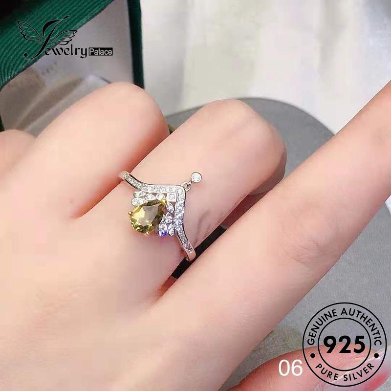 JEWELRYPALACE Drop Original Aksesori Shape Nikah korea Silver Wanita Sterling Perak 925 Murni Perhiasan Temperament Citrine Kawin Asli Cincin Silver R2291
