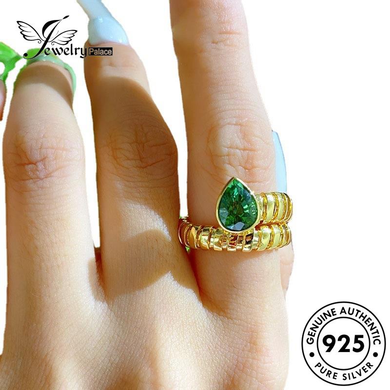 JEWELRYPALACE Cincin Asli Original Perak Nikah Aksesori Kawin 925 Silver Serpentine Sterling korea Silver Wanita Emerald Murni Perhiasan Luxury R2332