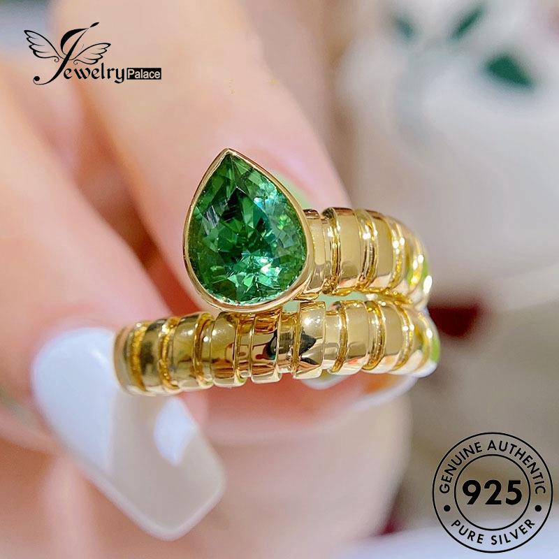 JEWELRYPALACE Cincin Asli Original Perak Nikah Aksesori Kawin 925 Silver Serpentine Sterling korea Silver Wanita Emerald Murni Perhiasan Luxury R2332