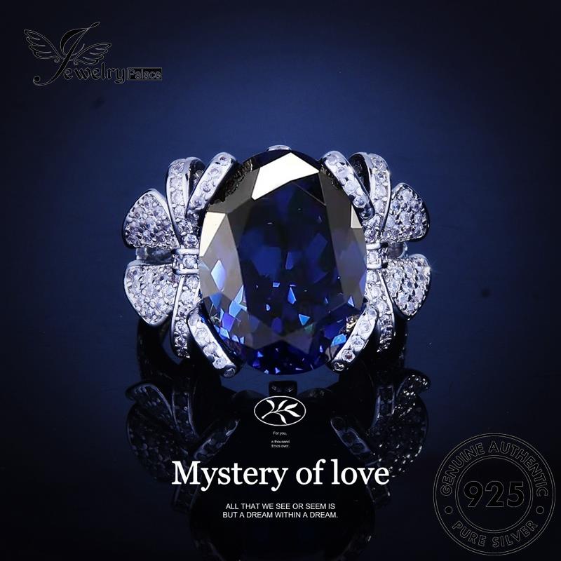 JEWELRYPALACE 925 Kawin Asli Bow Sterling Perak Original Aksesori Luxury Silver Cincin Silver Sapphire korea Wanita Murni Nikah Perhiasan R2381