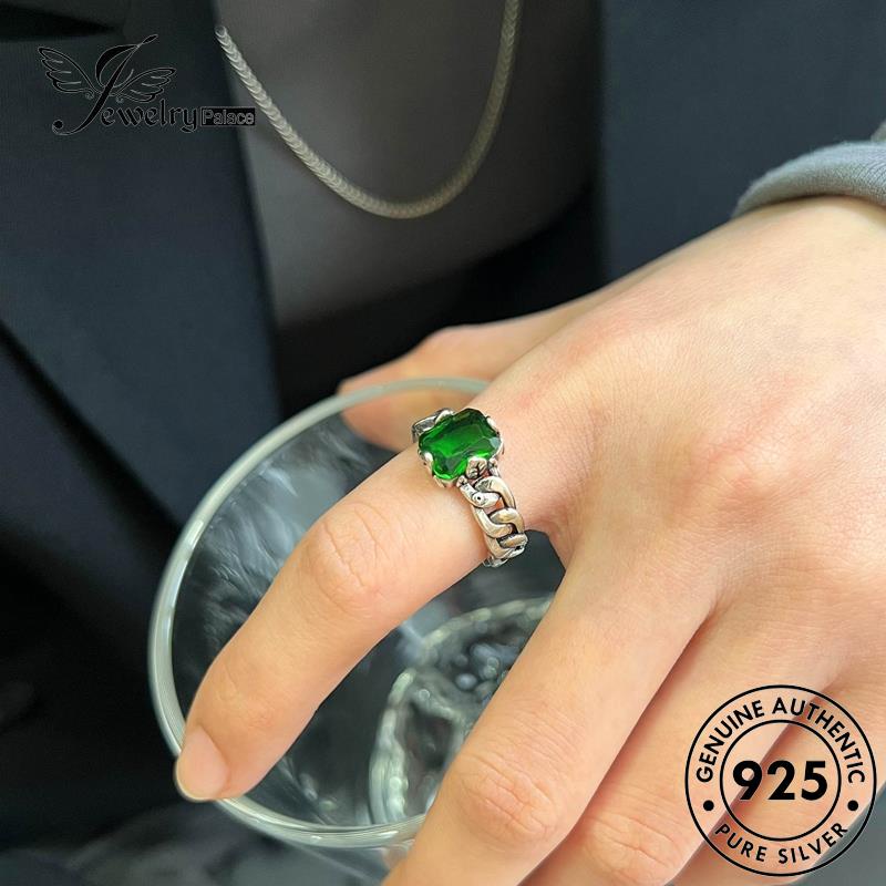 JEWELRYPALACE Kawin Asli Sterling Silver Wanita Round Murni korea Silver Perak 925 Emerald Aksesori Nikah Original Personality Cincin Perhiasan R2431