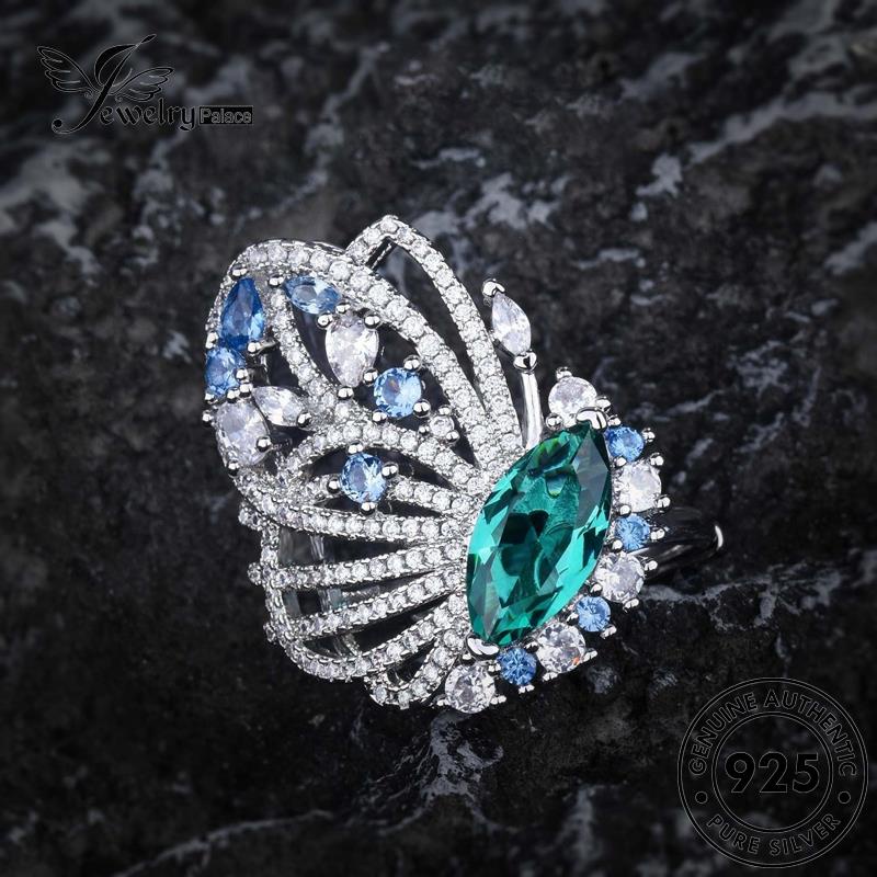 JEWELRYPALACE Perhiasan Perak Creative Cincin Nikah Aksesori korea Wanita Original Asli Sterling Aquamarine Silver Wings 925 Murni Kawin Silver R2548