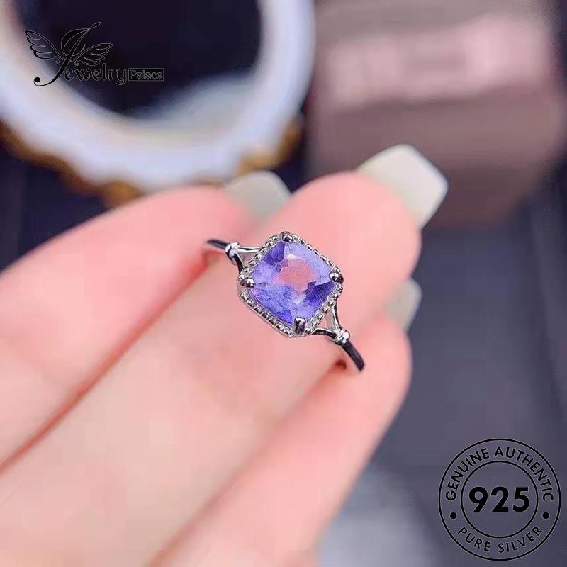 JEWELRYPALACE korea Aksesori Wanita Perak Perhiasan Original Murni Asli Claws Silver Sterling Silver Four 925 Kawin Amethyst Simple Nikah Cincin R2527