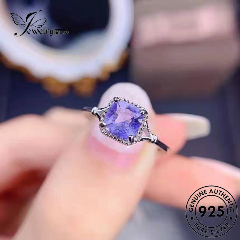 JEWELRYPALACE korea Aksesori Wanita Perak Perhiasan Original Murni Asli Claws Silver Sterling Silver Four 925 Kawin Amethyst Simple Nikah Cincin R2527