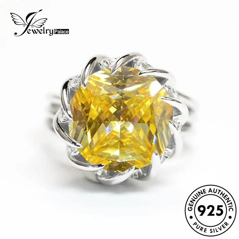 JEWELRYPALACE Asli Silver Cincin 925 Sterling korea Perak Personality Wanita Murni Lotus Silver Citrine Original Perhiasan Aksesori Kawin Nikah R2530