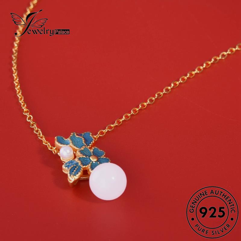 Tempat Perhiasan Wanita Giok Set Asli925 Kalung Perak Vintage Gold S93