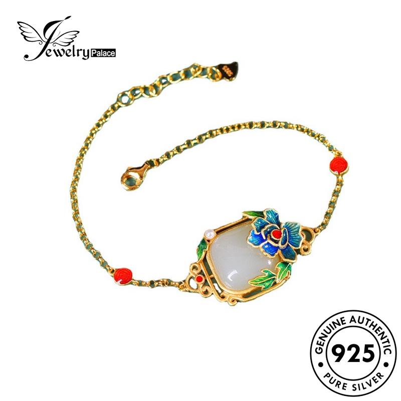 Jewelrypalace Bunga Vintage Giok925 Peony Asli Set Wanita Kalung Perak S138