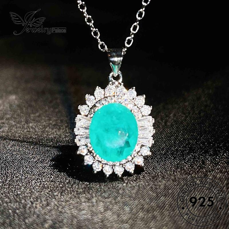 Jewelrypalace Kalung Set Telur Bentuk Perak Aquamarine Asli925Wanita Simple S142