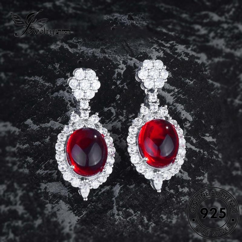 Jewelrypalace Exquisite Ruby925Bentuk Wanita Perak Telur Asli Kalung Set S201