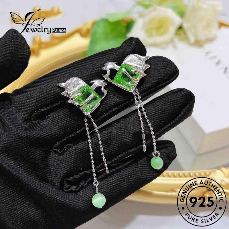 Perhiasantempat Set Emerald Hati Asli Kalung Perak Wanita Manis925 S227