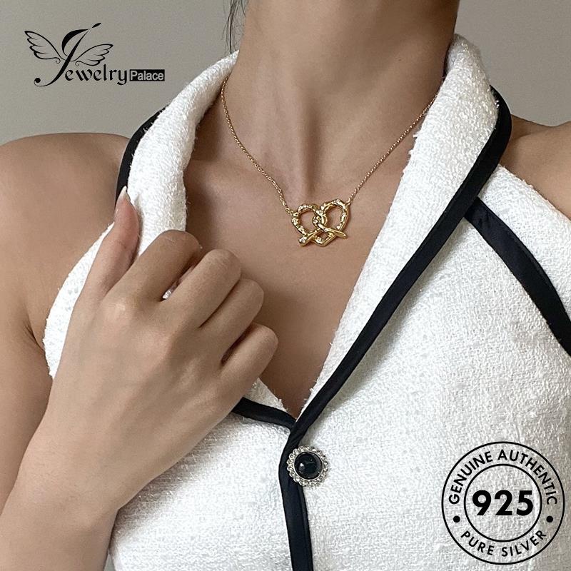 Jewelrypalace Kalung Set Hati Wanita Asli925 Berlian Retro Perak Moissanite S231