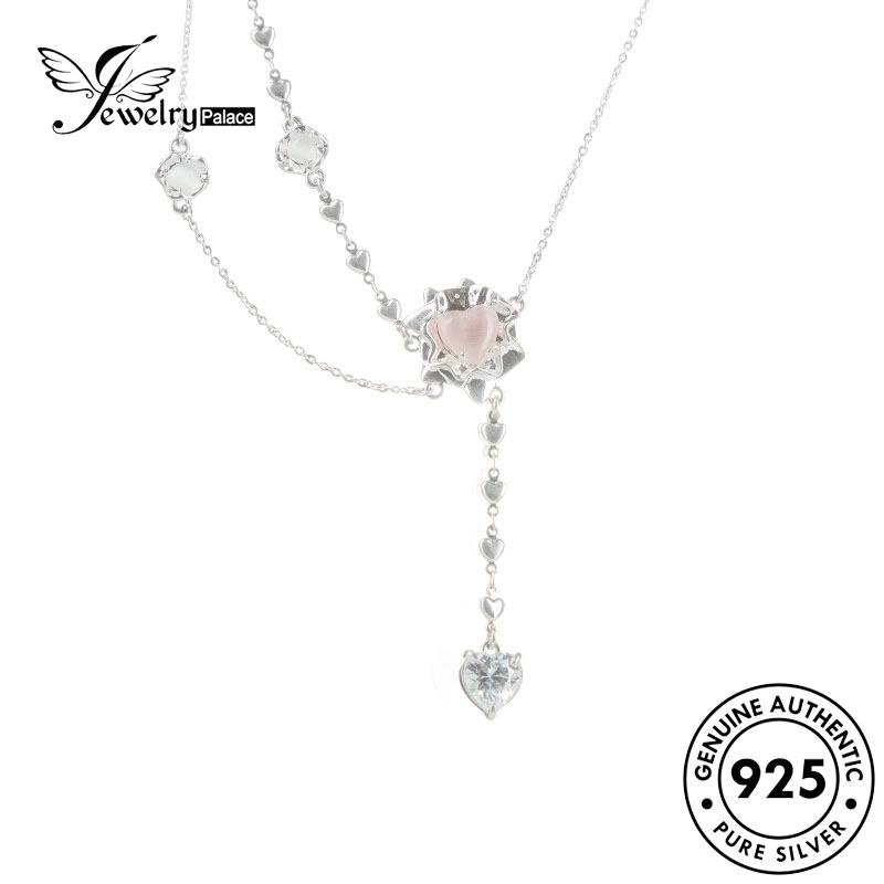 Jewelrypalace Berlian Set Perak Asli Moissanite Wanita925 Fringe Kalung Manis S235