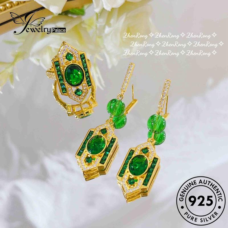 Tempat Perhiasan Wanita Set Kalung Perak Fashion925 Emerald Asli S256