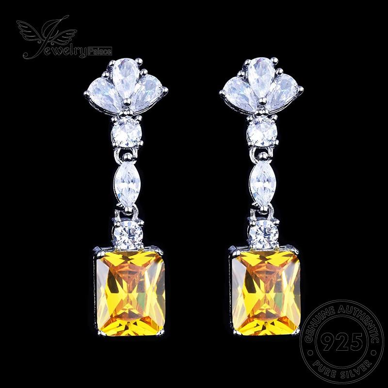 Jewelrypalace Perak Kotak925 Berlian Wanita Set Kalung Asli Citrine Temperamen S337