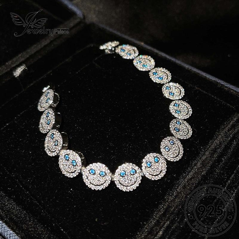 Jewelrypalace Set Emas Moissanite Berlian925 Asli Kalung Smile Perak Wanita Mulia S412