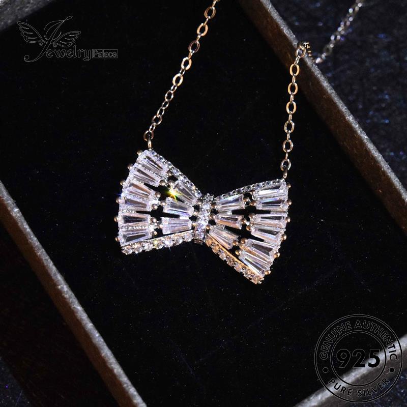 Jewelrypalace Set Perak Elegan Moissanite925 Wanita Busur Berlian Kalung Asli S421