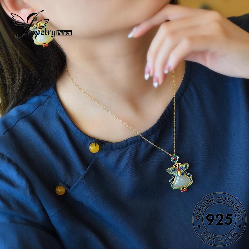 Perhiasantempat Set Perak Wanita925Asli Kupu Giok Kalung Retro S382
