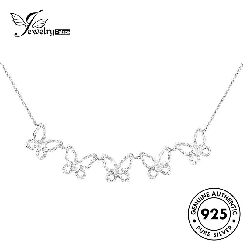 Jewelrypalace Asli Moissanite Berlian925 Wanita Set Perak Kalung Kupu-Kupu S487