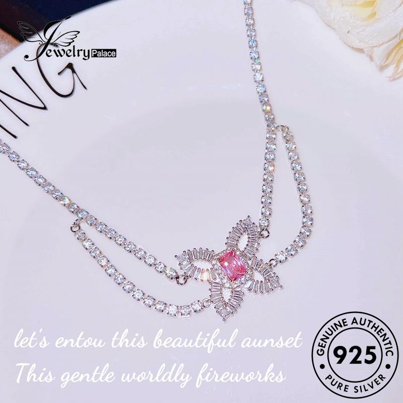 Jewelrypalace Kalung Perak Set Moissanite Kupu Berlian925 Wanita Asli S490