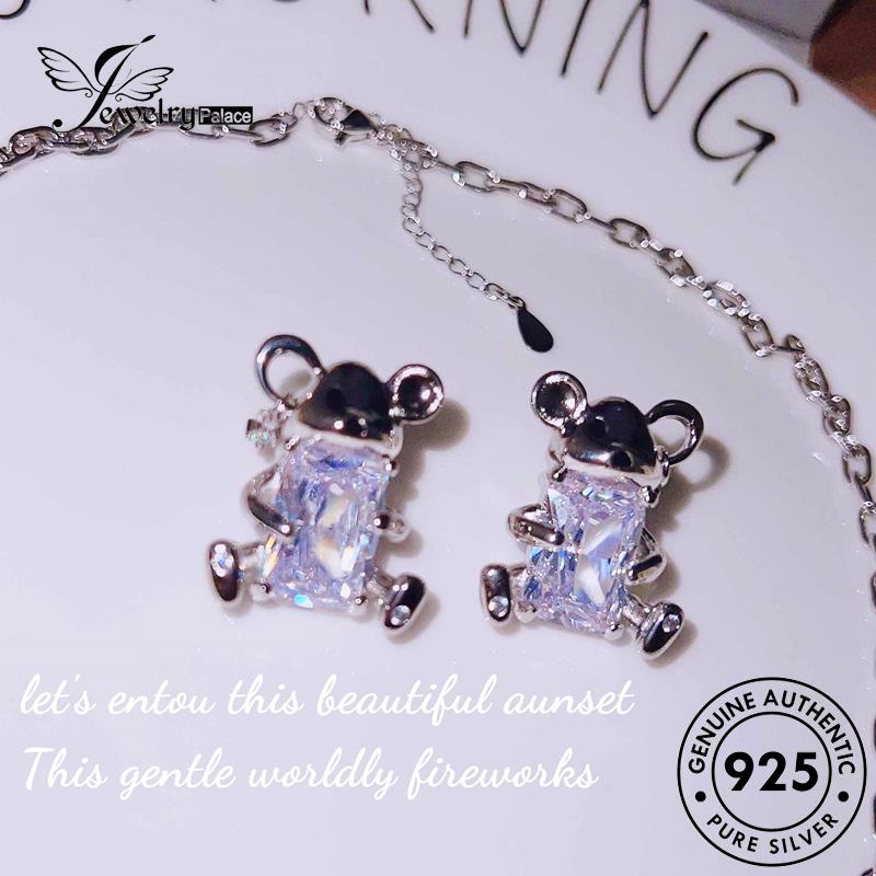 Jewelrypalace Wanita Moissanite Berlian Kecil Beruang Kalung Perak925Set Asli S498