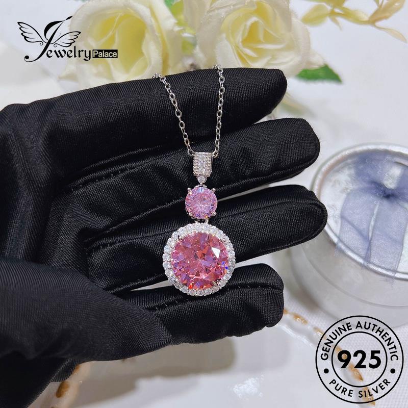 Jewelrypalace Asli Pink Wanita Sakura Romantis Perak925 Set Kalung Berlian Kristal S505