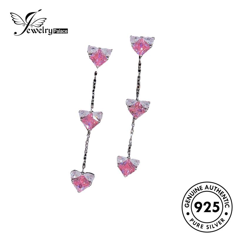 Tempat Perhiasan Wanita Asli Berlian Silver Princess Kristal Kalung Set Pink925 S513