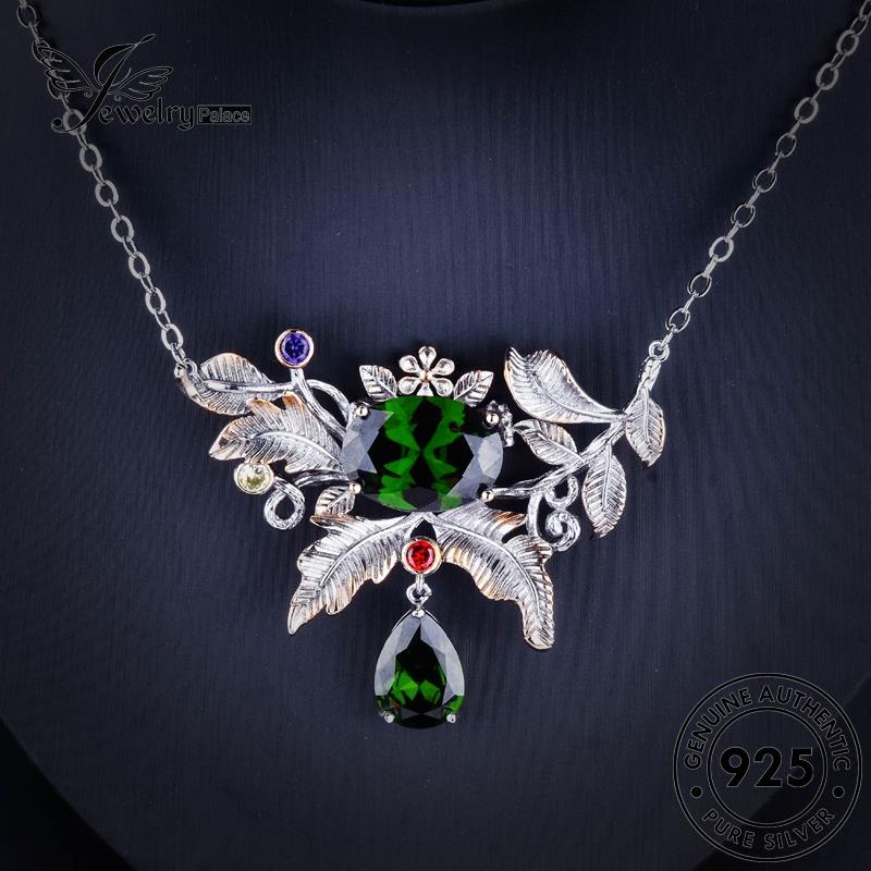 Jewelrypalace Emerald Perak Wanita Gold Set Kalung925Asli Bertekstur S514