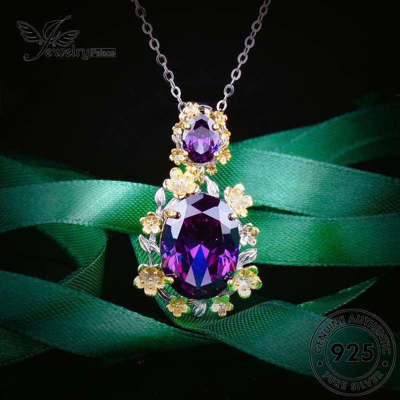 Jewelrypalace Amethyst Original Kalung Wanita Plum Bossom Set925 Perak S517