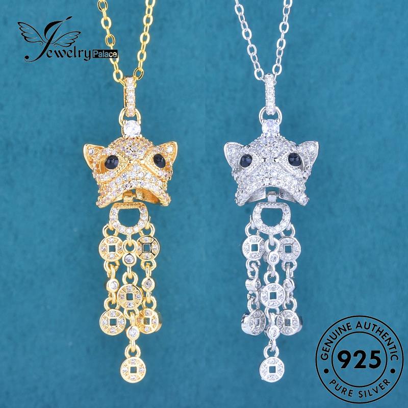 Jewelrypalace Berlian925 Perak Wanita Set Emas Asli Rumbai Kalung Singa Moissanite S570