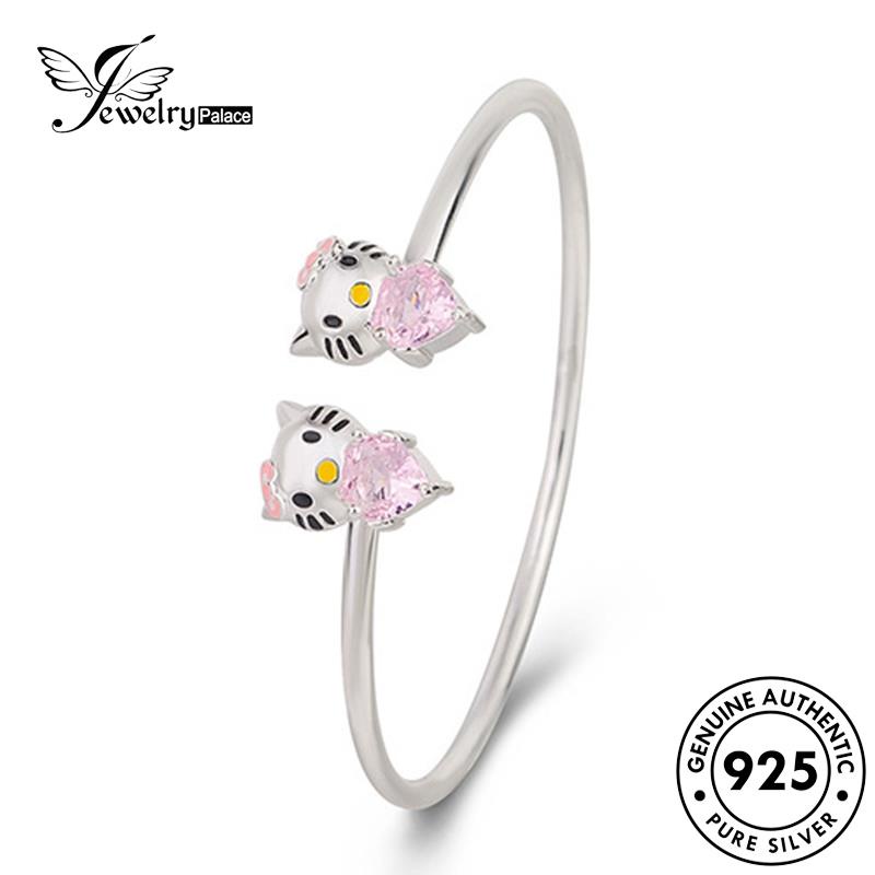 Jewelrypalace Kucing Berlian Kt Gelang Kristal Silver Pink Halo Wanita Fashion Asli925 B29