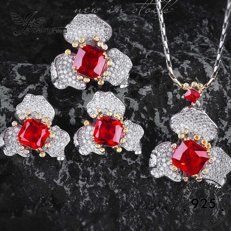 Jewelrypalace Kalung Ruby Perak Asli Set Sense Canggih925 Wanita S606