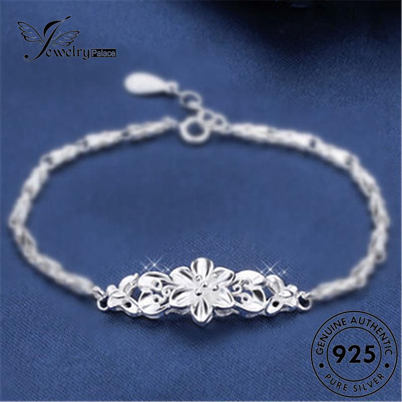 Jewelrypalace925 Wanita Bunga Gaya Korea Gelang Perak Asli B551