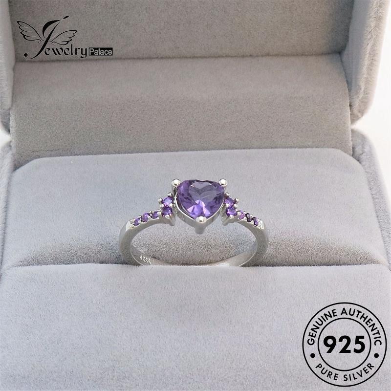 Perhiasantempat Cincin Love Kecubung Simple Perak Wanita Asli925 R2