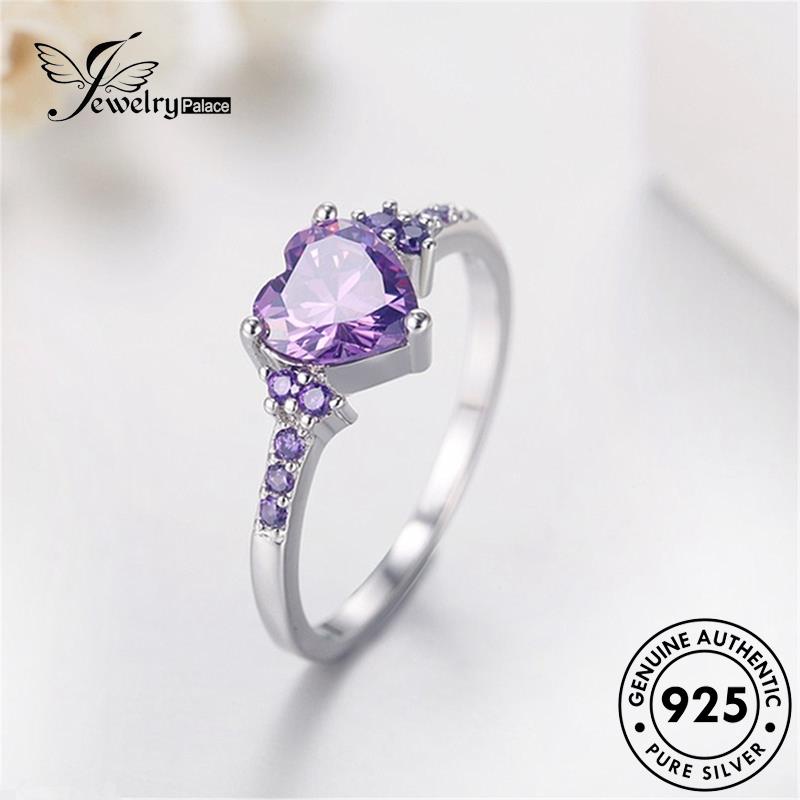 Perhiasantempat Cincin Love Kecubung Simple Perak Wanita Asli925 R2