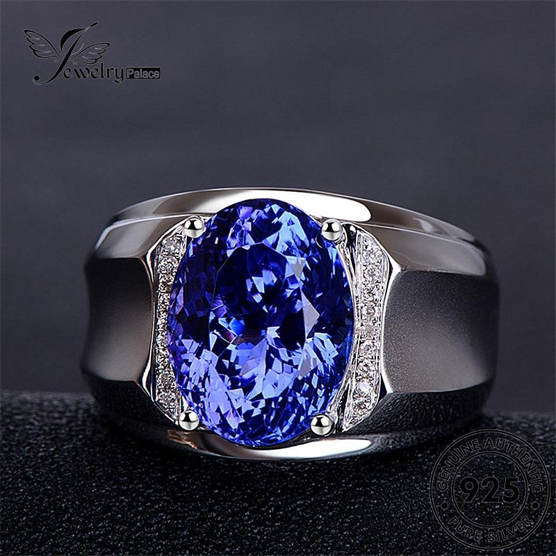 Tempat Perhiasan Wanita Perak Asli925 Oval Fashion Cincin Safir R56