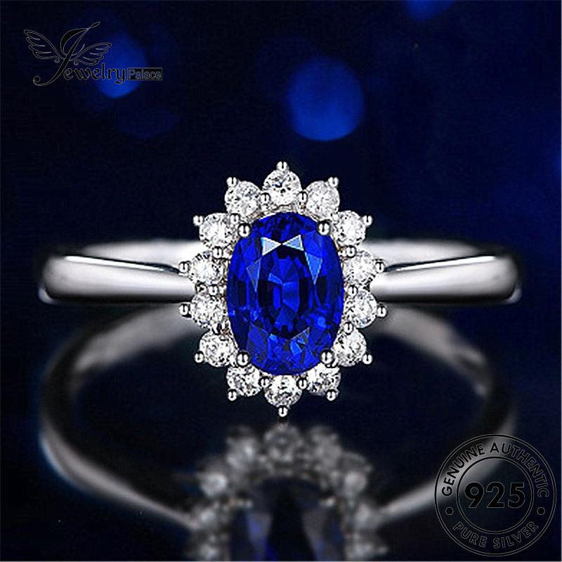 Jewelrypalace Cincin Klasik Wanita925 Safir Asli Oval Perak R153