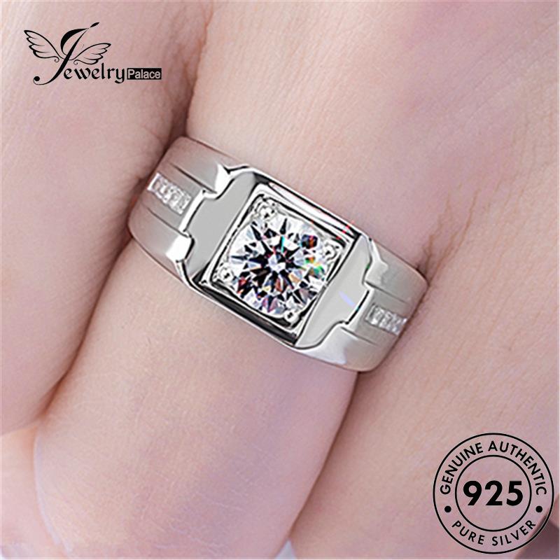 Jewelrypalace Cincin Moissanite Berlian925 Perak Pria Asli Fashion R214