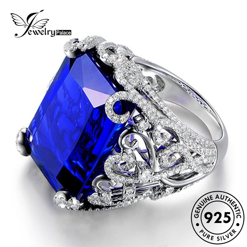 Jewelrypalace Cincin Perhiasan Sapphire Simple Emerald Perak925 Original Pria M087