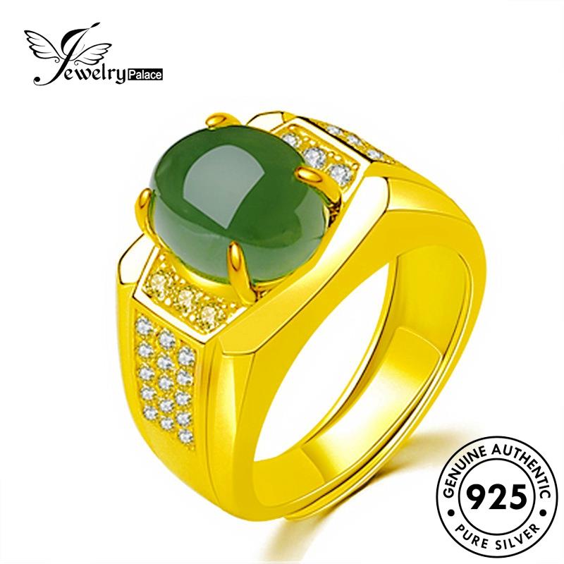 Perhiasantempat Cincin Temperamen Wanita Giok925 Perak Asli Oval Emas R190