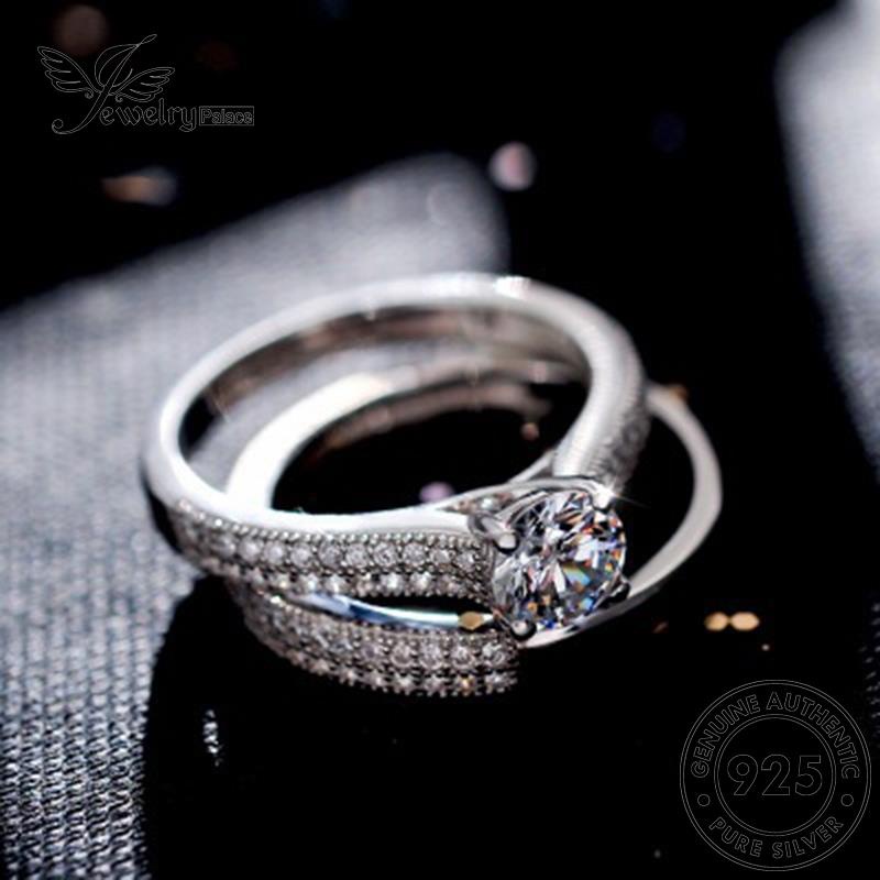 Jewelrypalace 925fashion Emas Couple Asli Moissanite Berlian Cincin Perak R348