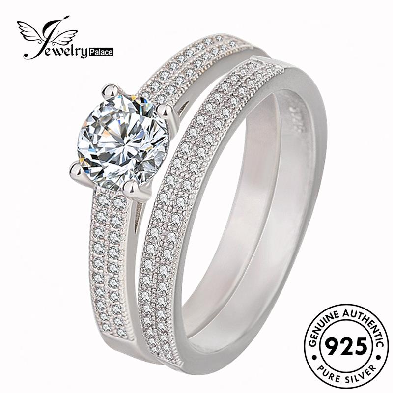 Jewelrypalace 925fashion Emas Couple Asli Moissanite Berlian Cincin Perak R348