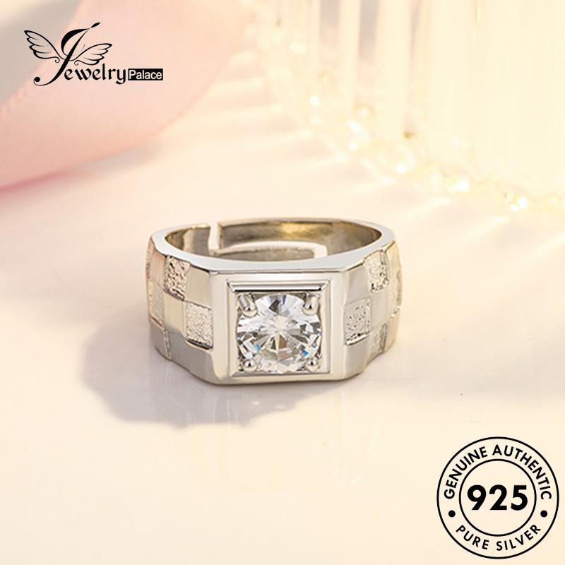 Tempat Perhiasan925Cincin Berlian Pria Perak Mendominasi Moissanite Asli R352