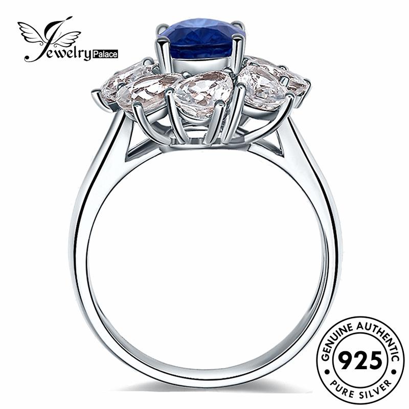 Jewelrypalace Cincin Asli Bunga925 Wanita Fashion Perak Safir R382