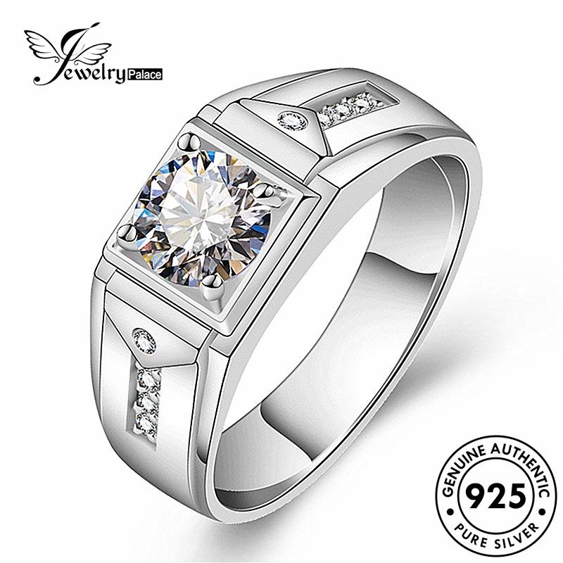 Jewelrypalace Moissanite Asli Berlian925 Perak Pria Rings Fashion R396