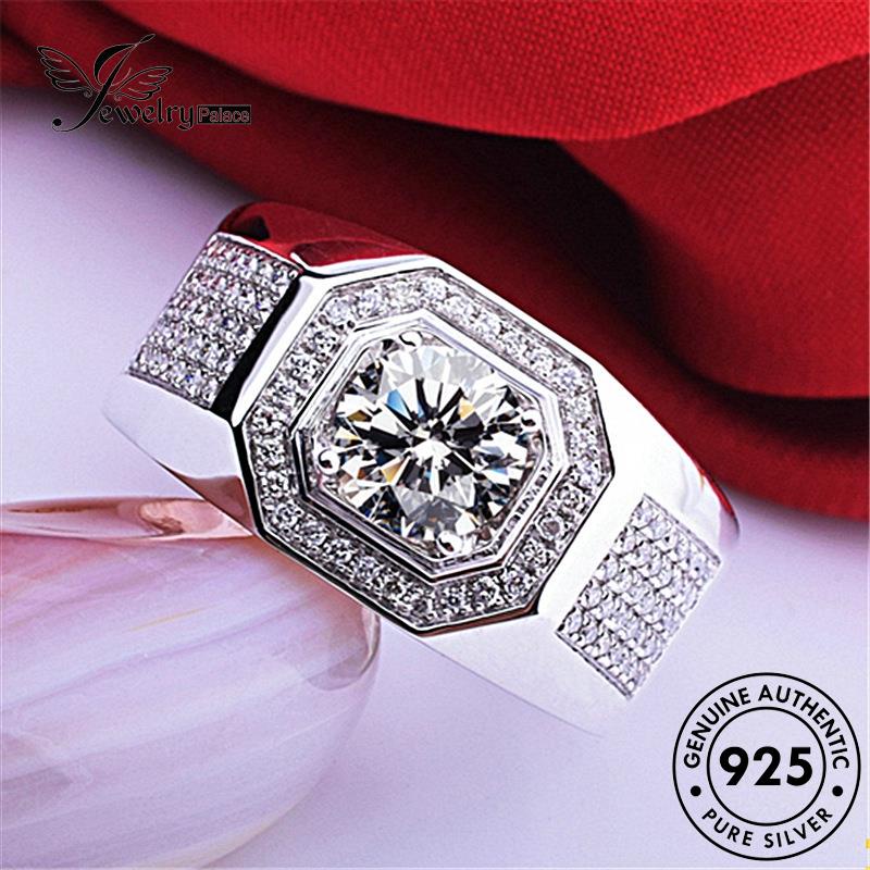 Jewelrypalace Cincin Perak Pria Asli925 Berlian Moissanite Fashion R400