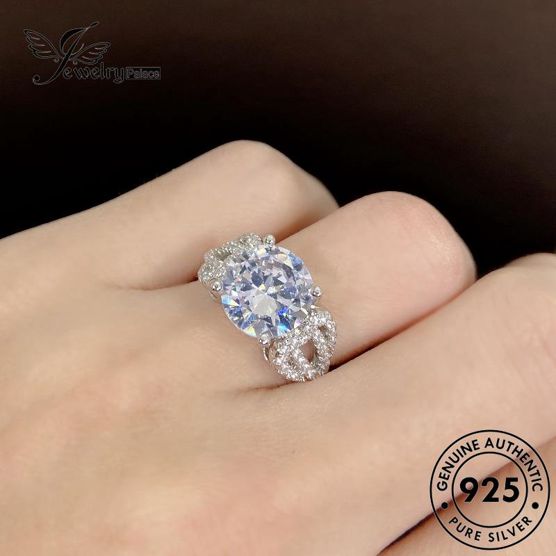 Jewelrypalace Cincin Perak Emas925 Mewah Moissanite Berlian Asli Wanita R436